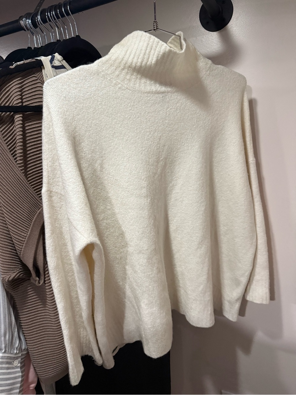 Eileen Fisher Cream Funnel Neck Sweater cashmere / silk blend